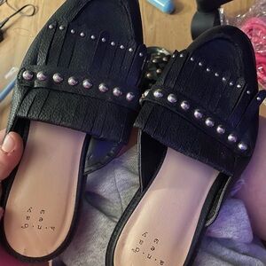 a new day Black Studded Mules